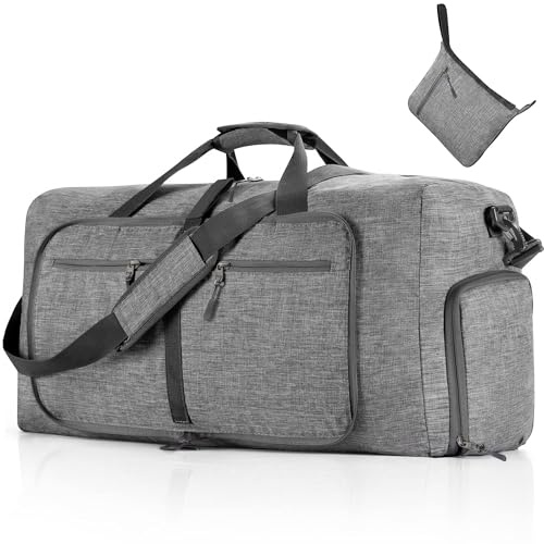 Vomgomfom Leichte Faltbare Reisetasche Groß 85L Sporttasche Damen Herren mit Schuhfach, Travel Duffle Bag Sport Tasche für Reisen Gym Urlaub Übernachtung (Blau)