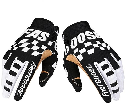 EXCEREY Square Grid MTB Motorcycle Bicycle Full Finger Off-Road Racing Gloves Outdoor Sports for Men Women & Mountaineering (Black, L)