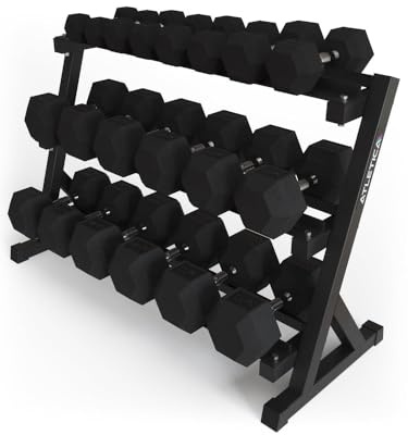 Atletica Hellhound Kurzhantel Ablage, Storage Rack | Stabile Konstruktion, Bis zu 22 Kurzhanteln, Für hohe Gewichte ausgerichtet, Geringe Tiefe