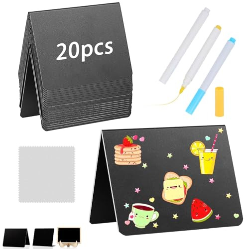Mbsomnus 20 Stück Kreidetafel Klein Aufsteller Preisschilder V-Form Tafel zum Beschriften Reserviert Schilder Gastronomie Holz Tischkärtchen für Buffet Schilder Hochzeit Party Geburtstag Tischkarten