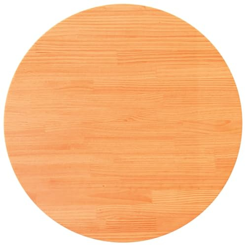 vidaXL Tischplatte, Holztischplatte Rund, Ersatztischplatte für Couchtisch Beistelltisch Bartisch, Holzplatte, Wachsbraun Massivholz Kiefer