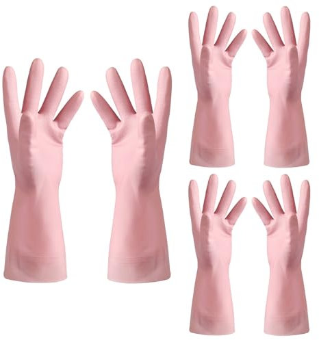 LUNCHS 4 Paare Putzhandschuhe Geeignet für Häusliche Dienstleistungen Gummihandschuhe Pflegen Sie Ihre Hände Haushaltshandschuhe(Pink,M)