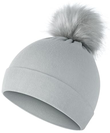 MELLIEX Tofsmössa för barn, varm vintermössa, mjuk beanie stjärntalarmössa för pojkar flickor 0–5 år, GRÅ, One size