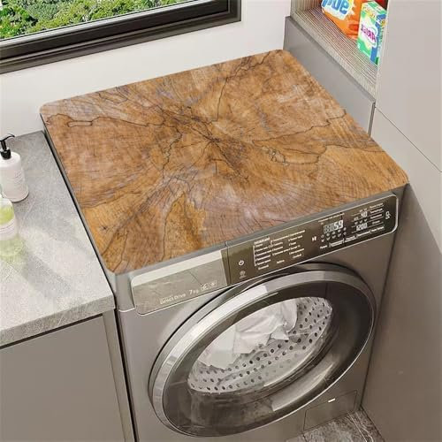Highdi Housse de Protection pour Machine à Laver Top, Planche Bois Rétro Coussin de Machine à Laver Antidérapant Housse de Machine à Laver pour Machine à Laver Ou Sèche-Linge (Bois,30x40cm)