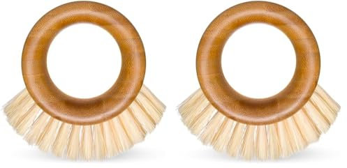 Full Circle The Ring - Cepillo para verduras de bambú - Cepillo versátil para limpiar frutas y verduras - Para alimentos como patatas, champiñones y zanahorias con cerdas y mango de material reciclado