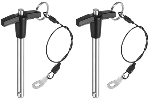 QUARKZMAN 2 Piezas Pasadores de Bloqueo en T, Longitud de Uso de 8mm x 60mm en Acero Inoxidable con Botón de Liberación Rápida