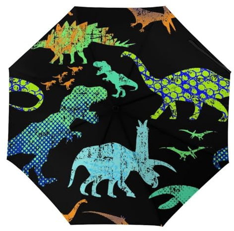 YBQLNP Kompakter Reise Regenschirm Blauer Dinosaurier Taschenschirm Automatisch Auf Und Zu Faltbarer Sonnenschirm