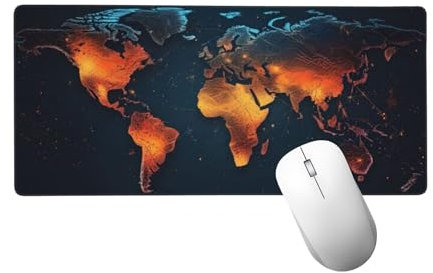 Mapa del Mundo Alfombrilla Ratón XXL 1400x600 mm, Alfombrilla Escritorio Mouse Pad de Goma Antideslizante, Retro Mouse Pad Grande Gaming, Alfombrilla Antideslizante, Desk Mat para PC, Oficina H-930