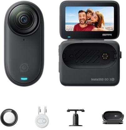 Insta360 GO 3S - 64 GB Black 4K Tiny Portable Vlogging Camera, Hands-Free POVs, Mount Anywhere, 140 Min Battery Life, 10m Waterproof, Pet POV