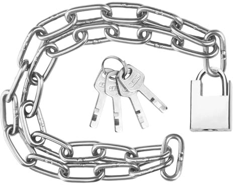 Candado y cadena de acero inoxidable 304 de 6 mm x 50 cm, cadena de alta seguridad para motocicleta, bicicleta, scooter y puertas, protección contra robo