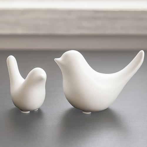 Notakia Pequeñas estatuas de pájaros Blancos para decoración del hogar, Adornos Decorativos de Estilo Moderno para Sala de Estar, Dormitorio, Escritorio, Armario (2 pájaros Blancos)
