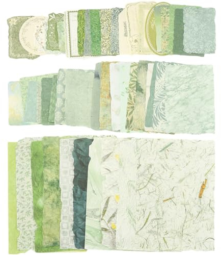 SOFPLATE 50 Stil 100 Blätter Journaling Collage Papier Ästhetisches Scrapbook Papier Große Mengen Grüne Blumenn Bambusblätter Collage Blätter Für Heimwerker Basteln Schreiben Zeichnen Tagebuch Verzier