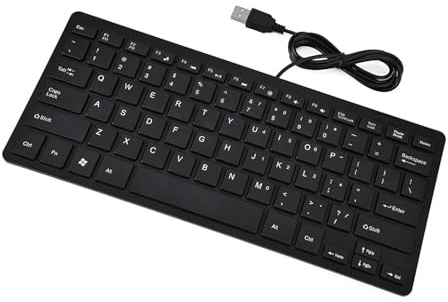HETHLIF Tunt USB-trådbundet Tangentbord Kompakt 78-tangenters Tunt Tangentbord för PC, Bärbar Dator, Stationär Kabelansluten Datortangentbord med USB-anslutning Svart (Svart)