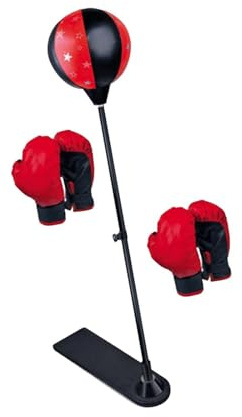 KIXZSAZ Interaktiver Boxball mit Ständer für Kinder, Speedball Reaktionstrainer, aufrechtes Haushaltsspielzeug für Jungen. Boxhandschuhe für Kinder mit Ständer.
