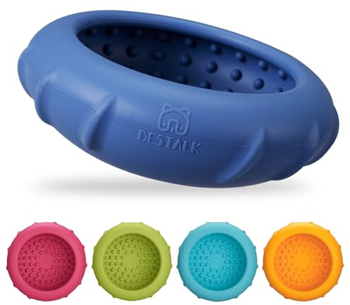 Dog Lick Bowl, Bestalk Wobbly Freeze Bowl Enrichment Feeder for Dogs, Anxiety Relief Lick Mat Puzzle Toy for Distraction, BPA Free Silicone, Dishwasher Safe(Dark Blue,S)