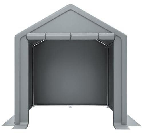 Garage per bicicletta con porta avvolgibile, 190 x 170 x 200 cm, resistente alle intemperie, in metallo con telone in polietilene, grande tenda da garage per giardino e cortile, grigio scuro