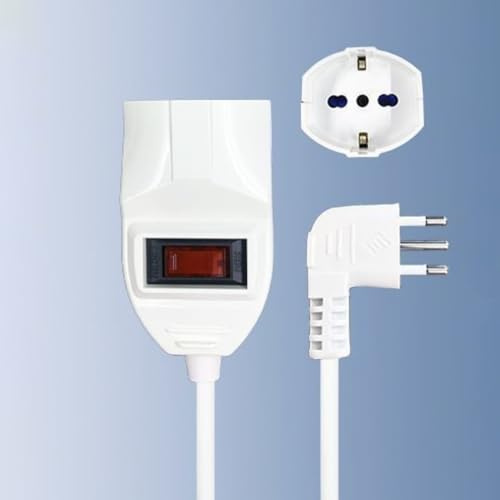 TEKHOME 2 Pezzi Prolunga Elettrica 2 m con Interruttore, Spina Angolare 10A, Presa Schuko, Cavo 3×0,75 mm², Protezione Sovraccarico – 364SP-2M