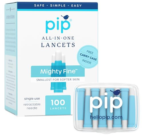 Pip Lancets for Diabetes Testing - 30G x 1.0mm Ultra-Thin Needles - 100 Count Safety Lancets | Single-Use Design for Painless Blood Glucose Testing - No Lancing Device Needed - Blue