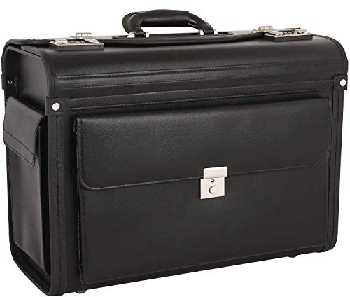 Bowatex Pilotenkoffer Aktenkoffer Business Koffer Schwarz Leder-faserstoff 46 cm