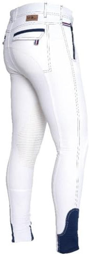 Fairplay Herren Reithose Rhett weiß Kniebesatz Beinabschluss elastisch, Herrengrößen:46