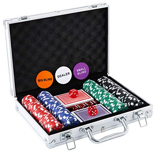 Pokerchip-Set – 200 Pokerchips mit Aluminiumgehäuse, 11,5 g Chips für Texas Holdem Blackjack