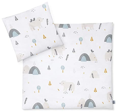 Julius Zöllner Babybettwäsche 100% Baumwolle, Standard 100 by OEKO-TEX, made in Germany, Gr. 80x80 + 35x40 cm, Mountain Bear