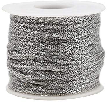 Asudaro 10 Meter Edelstahl Kabel Kette Metallkette Gliederkette Kabelkette Link Kette für Schmuck Herstellung Silber grau 1,5mm