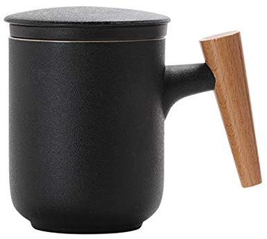 Maya Star Taza de té con Tapa y Filtro de Agua de cerámica, Taza de separación de té filtrada de cerámica, Taza de té de la Oficina NO.11