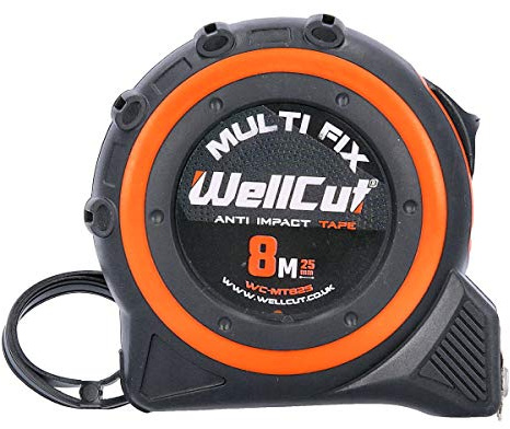 Wellcut WC-MT825 Mètre ruban magnétique 8 m 25 mm de large Système MultiFix
