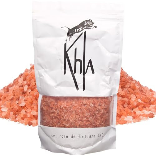 Khla - Sel Rose de l'Himalaya 1 kg - Cristaux 100 % Naturels - En Grains pour Moulin & Mortier - Ingrédient Cuisine Épice - Direct Producteur - Sel Alimentaire - Origine Punjab, Pakistan