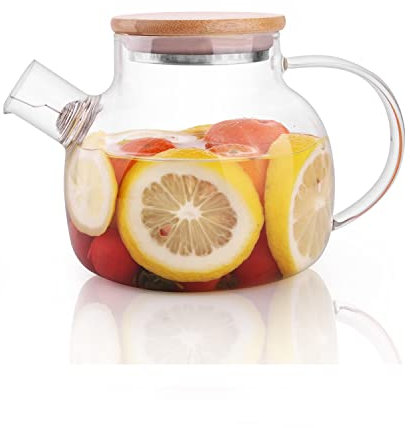 CnGlass Teekanne Glas mit Siebeinsatz 600ml/20,3oz, Glasteekanne Herdplattensicher, Klare Teebereiter für lose Blätter und blühenden Tee