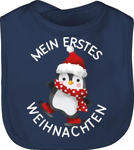 Shirtracer - Baby Lätzchen - Geschenke Christmas - Mein erstes Weihnachten mit Pinguin - weiß