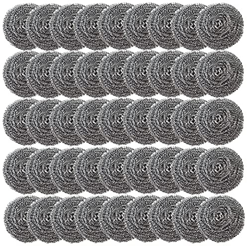 XXJXING Lot de 48 éponges à récurer en Acier Inoxydable pour poêles, casseroles, Hottes, etc. Difficultés à Nettoyer (Lot de 48, Taille S, 10 g)