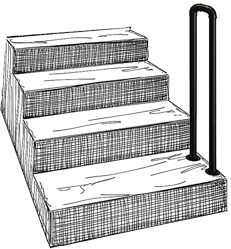 LYP U-Shaped Wrought Iron Handrail, for Outside Steps Or Indoor Stair Railings, Porch Deck Hand Rail Anti-Slip Grab Rails,1pack (Color : Black, Size : 95cm)