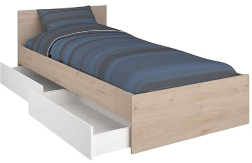 Cama Juvenil Child en color Roble Jackson con 2 cajones 90x190 cm
