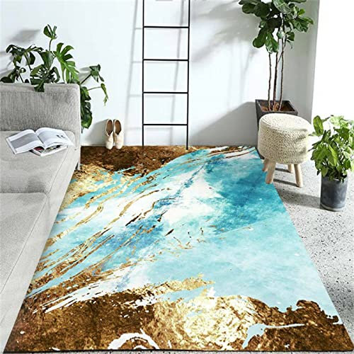 DJHWWD Antirutsch Teppich blau Kinder Teppich küchen teppiche Kitchen Leichtes Luxus-Wohnzimmer Moderne Abstrakte Maschinenwaschbare 300x400cm Schlafzimmer Teppich Teppich Nach Mass