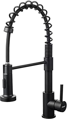 Ibergrif M22143B wasserhahn küche ausziehbar, Spring küchenarmatur mit brause, spültischarmatur 360 Schwenkbar, 2 Sprühmodi armatur küche, Edelstahl Mischbatterie, Schwarz