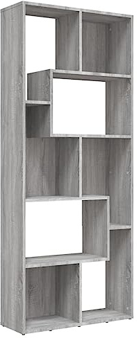 vidaXL Bücherregal, Bücherschrank mit viel Stauraum, Standregal für Schlafzimmer Wohnzimmer Büro, Büroregal Aktenregal Regal, Grau Sonoma