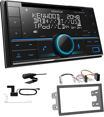 Kenwood DPX-7300DAB 2-DIN Autoradio mit Bluetooth Digitalradio DAB+ USB CD passend für Volkswagen VW Polo 9N bis 2009 schwarz mit ISO