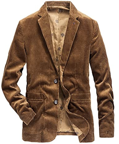 YAOTT Mens Corduroy Blazer Jacket Casual Corduroy Suit Jacket Retro Notched Jacket Solid Color Blazer Business Jacket Slim Fit Two Button Sport Coat