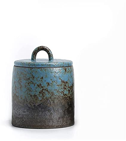Tea Caddy,Storage Containers,Storage Jars Tea Canister Japanese Ceramic Sealed Tea Caddy Coarse Pottery Large Vintage Spice Jar Household Candy Storage Tank Food Container Canister (Color : F) ( Color