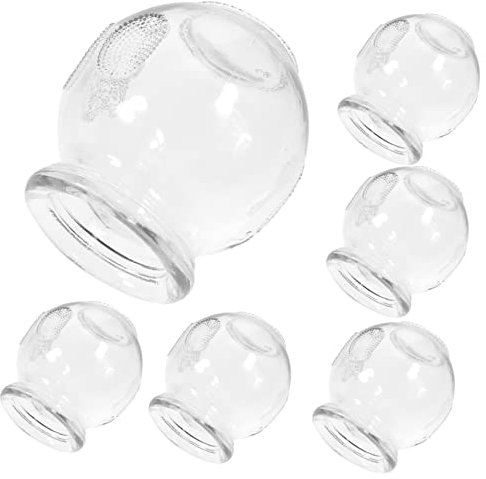 JECOMPRIS Ensemble De Thérapie Par Ventouses En Verre 6 Pièces Tasses De Massage Sous Vide Pour Stimulation Musculaire Et 2.76 Pouces