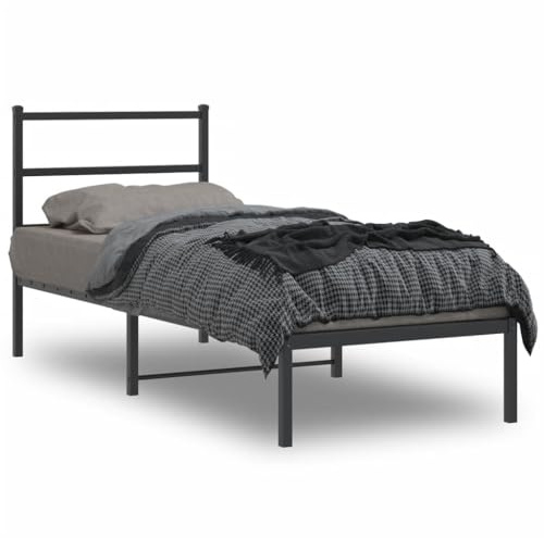 vidaXL Sängram med huvudgavel metall svart 80x200 cm, säng, metallsäng, metall sängram, sängar, metallsängar, metall sängramar, gästsäng, gästsängar