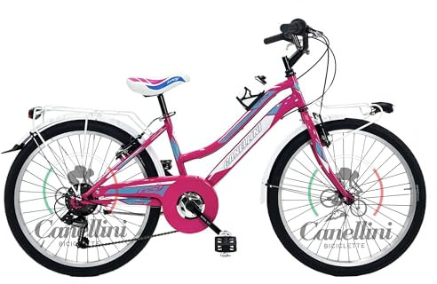 BICICLETTE CANELLINI Mädchenfahrrad MTB 24 Lincy, 6 V, Aluminium, Räder 24 Zoll (Fuchsia)