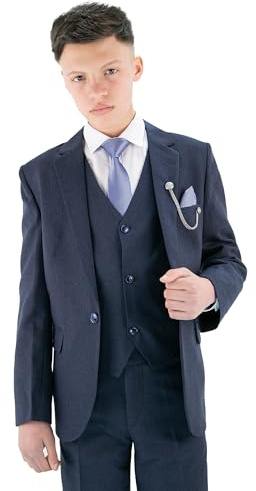 Boys Textured 8-Piece Formal Suit - Slim Fit Set for Pageboy, Wedding, Communion, Ages 1-16