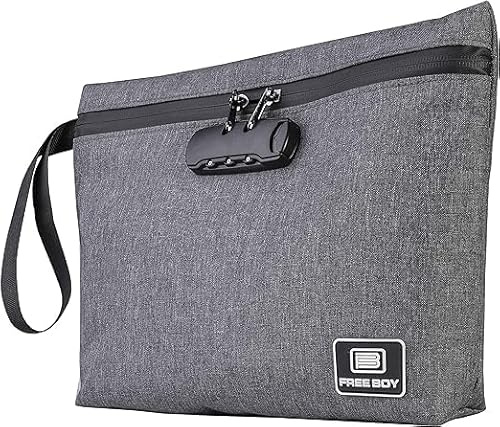 Free Boy Geruchssichere Tasche mit Kombinationsschloss, Geruchsdichter, großer Beutel für die Aufbewahrung auf Reisen, 29,97 x 21,8cm (Grau)