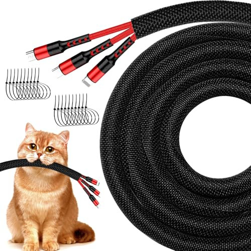 10FT Split Cable Management Sleeve Wire Loom Tubing Cord Protector for Heat Resistant Automotive Harness Wires and Home Cable Management,Self-Wrapping Braided Cord Covers (1/4 Inch)