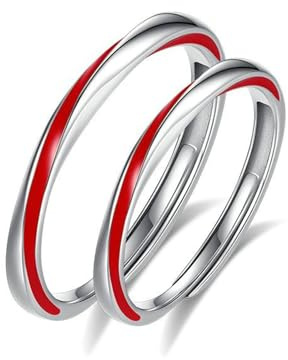 BCughia Bague pour Couple Argent 925, Alliance De Mariage Femme Fil Rouge Mobius Bague Fiançailles Hommes