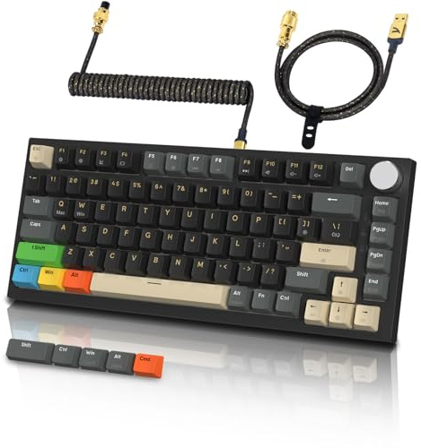 ATTACK SHARK K85 Clavier Gamer Mecanique avec Câble Spirale, Actionnement Ajustable, Interrupteur Magnétique, Apex Pro TKL Clavier de Jeu Filaire, Supporte DKS/MT/TGL, RVB, Gasket, pour PC/Mac