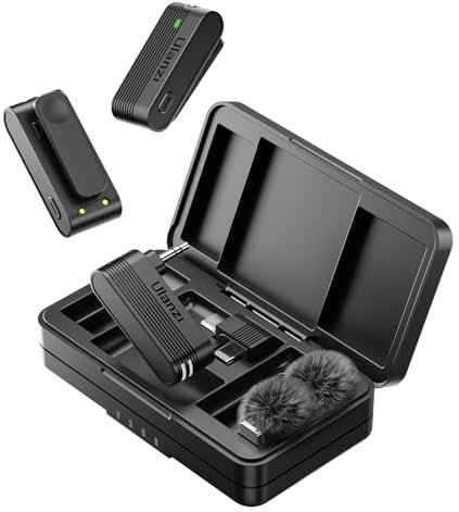 ULANZI A100 Microfono Lavalier per Cellulare e Fotocamera, Mini Microfono USB C, Durata Batteria 13.5H, Microfoni Bluetooth Portatile per Video, Live Streaming, YouTube, TikTok, Vlog, Interviste